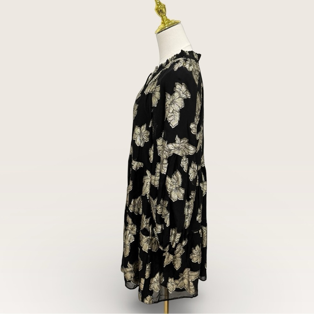 Tommy Bahama Shimmering Shores Long Sleeve Tiered Shift Dress Black Gold NWT - Picture 7 of 16
